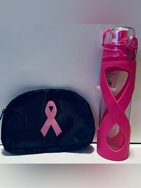NEW!! 24oz Glass Water Bottle With Pink Silicone Grip And Belt Bag Set- (NWT)